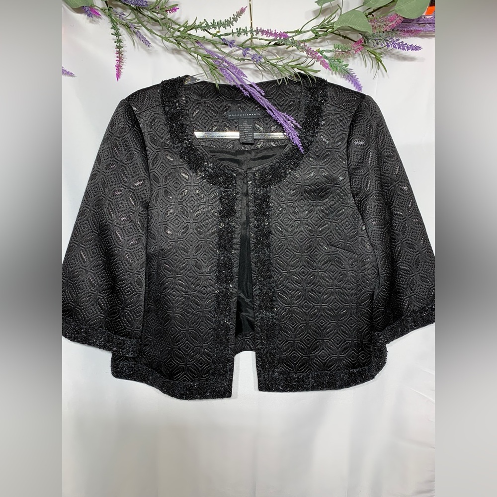 Grace Element Black Beaded Blazer/Jacket